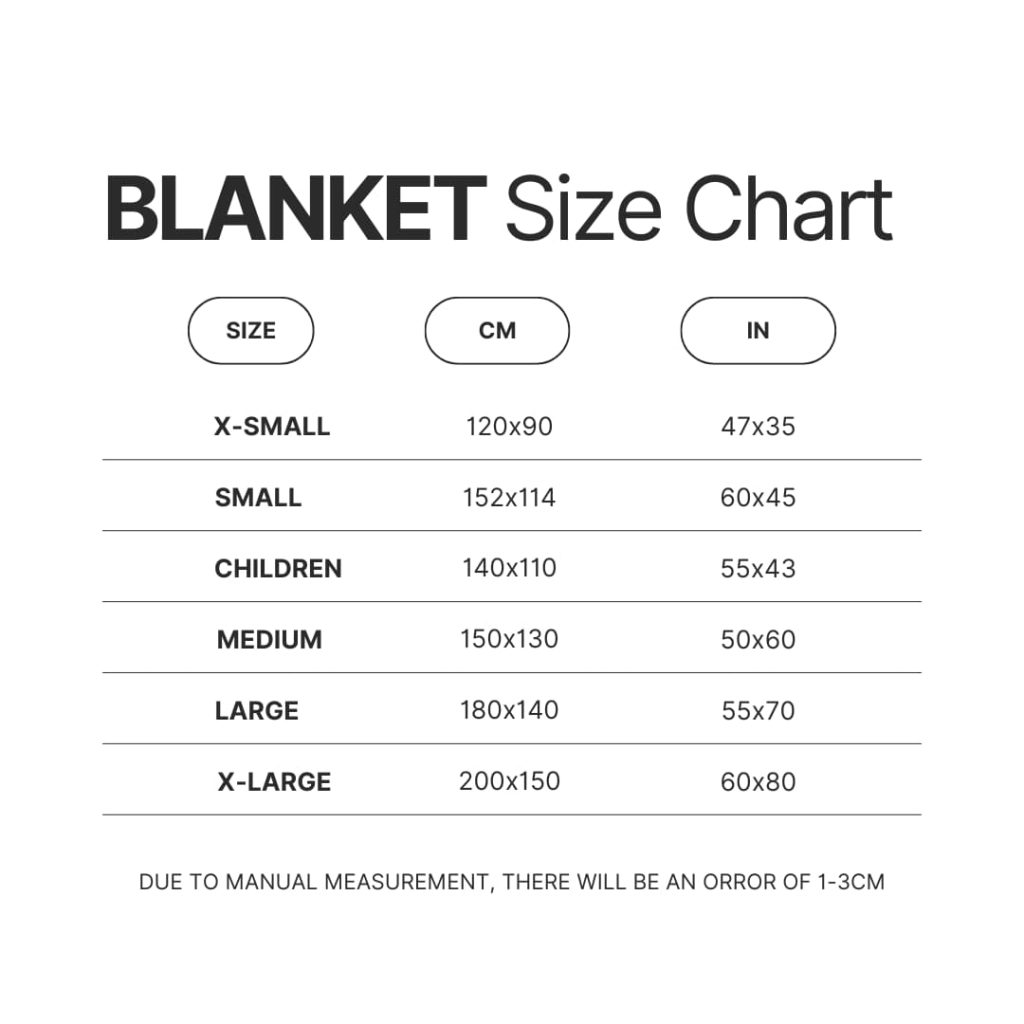 Blanket Size Chart - Imagine Dragons Shop