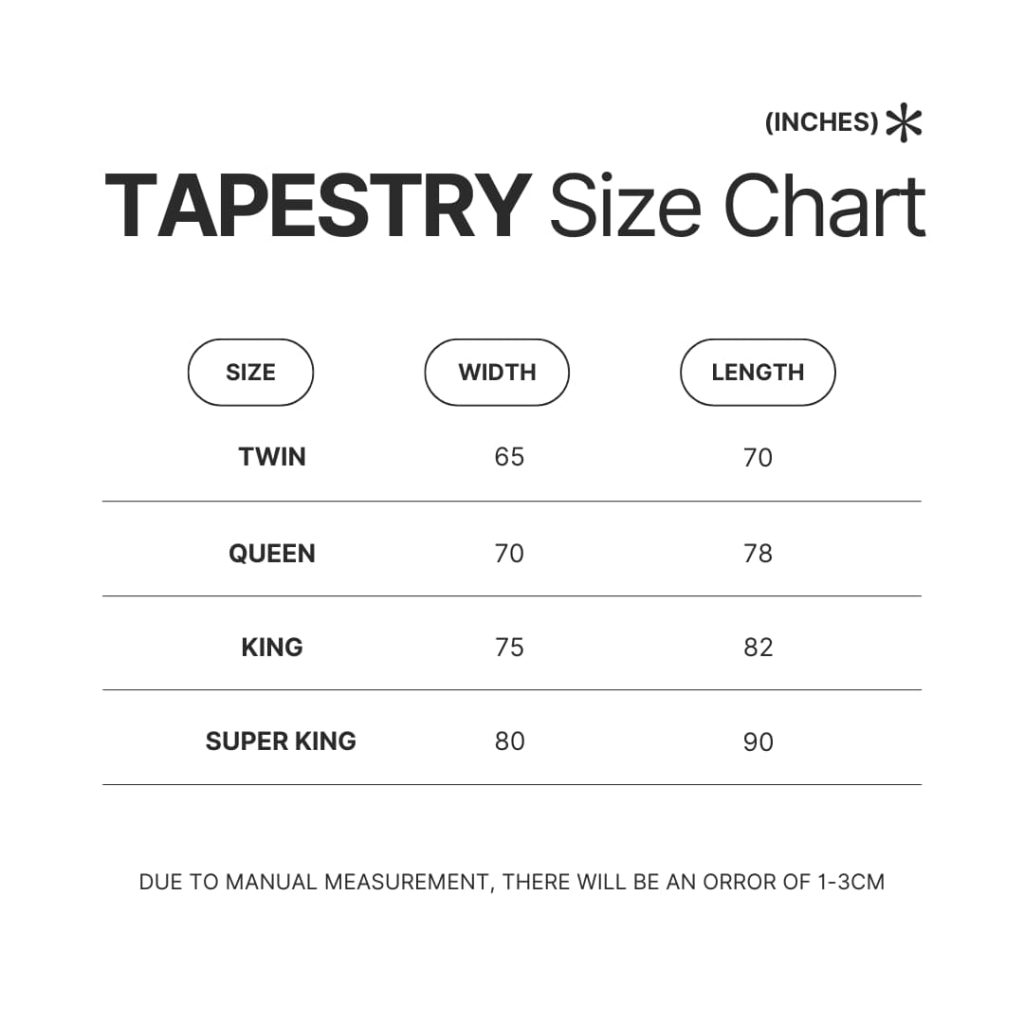 Tapestry Size Chart - Imagine Dragons Shop