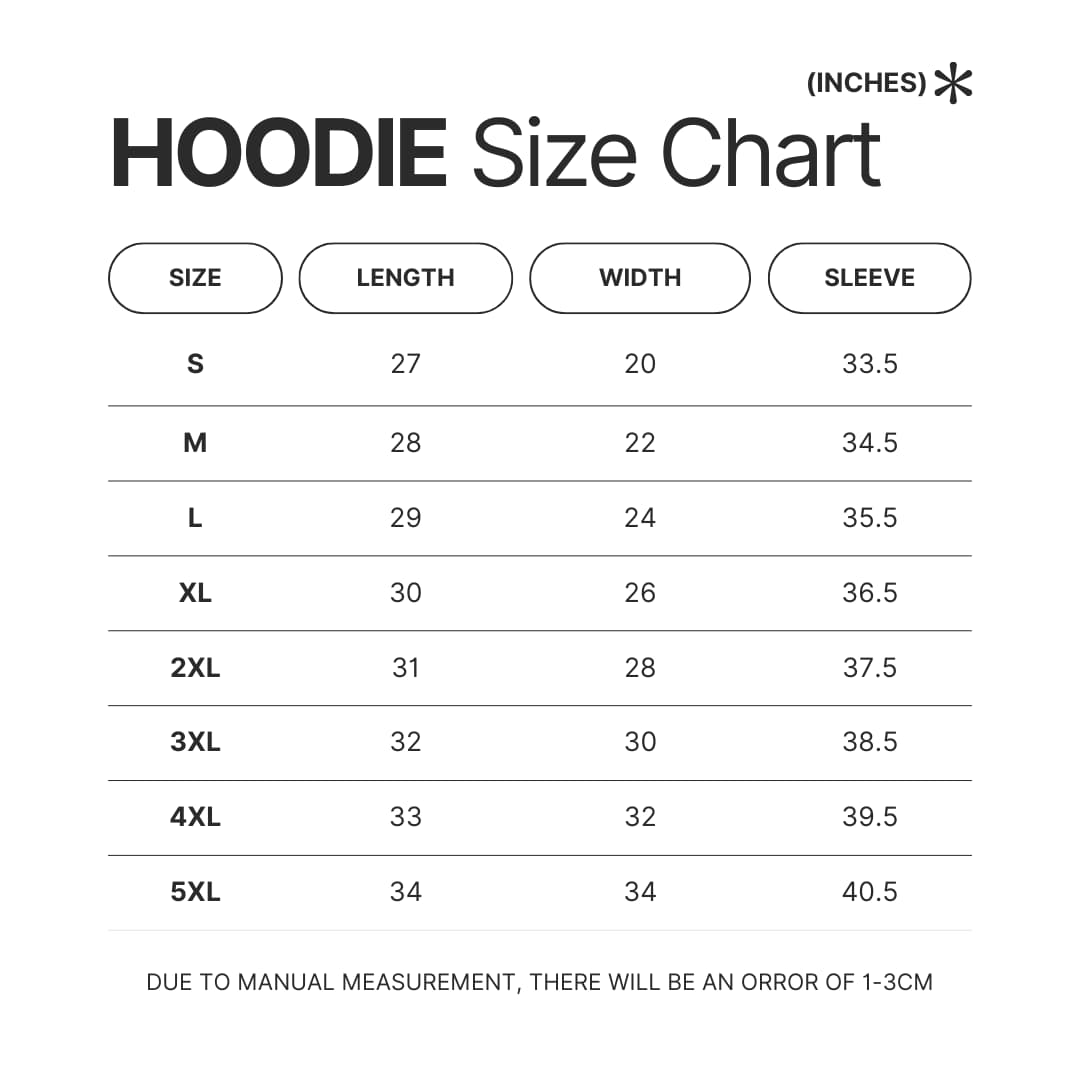 Hoodie Size Chart - Imagine Dragons Shop