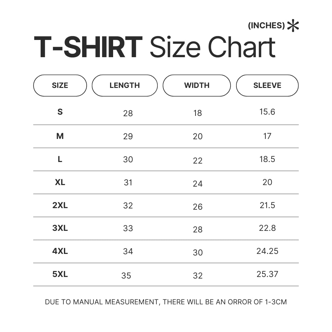 T shirt Size Chart - Imagine Dragons Shop