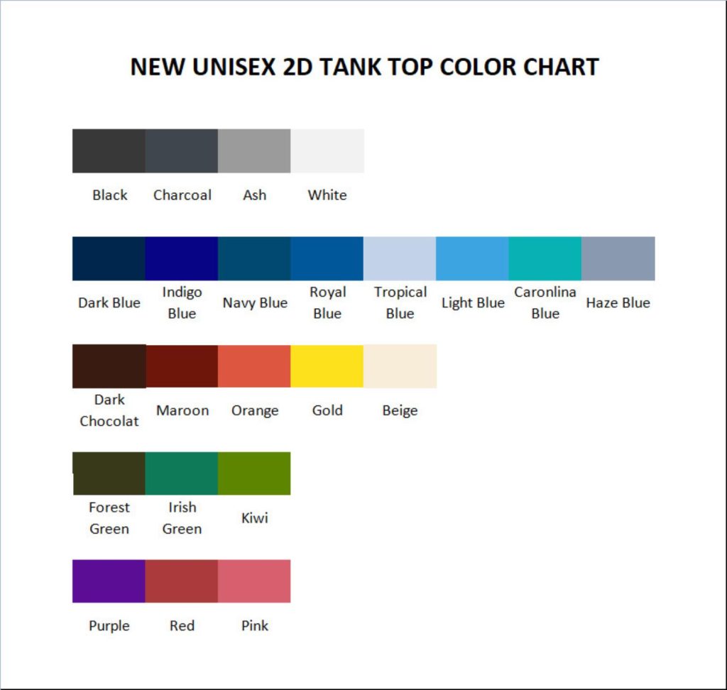 tank top color chart - Imagine Dragons Shop